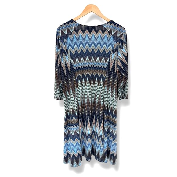 Karen Kane Blue Mixed Chevron Prints Swing Dress Size 2X 18 20 Plus All-Season - Picture 4 of 7